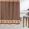 VHC Brands, Bingham Star, Cotton, 72x72, Shower Curtain, Black