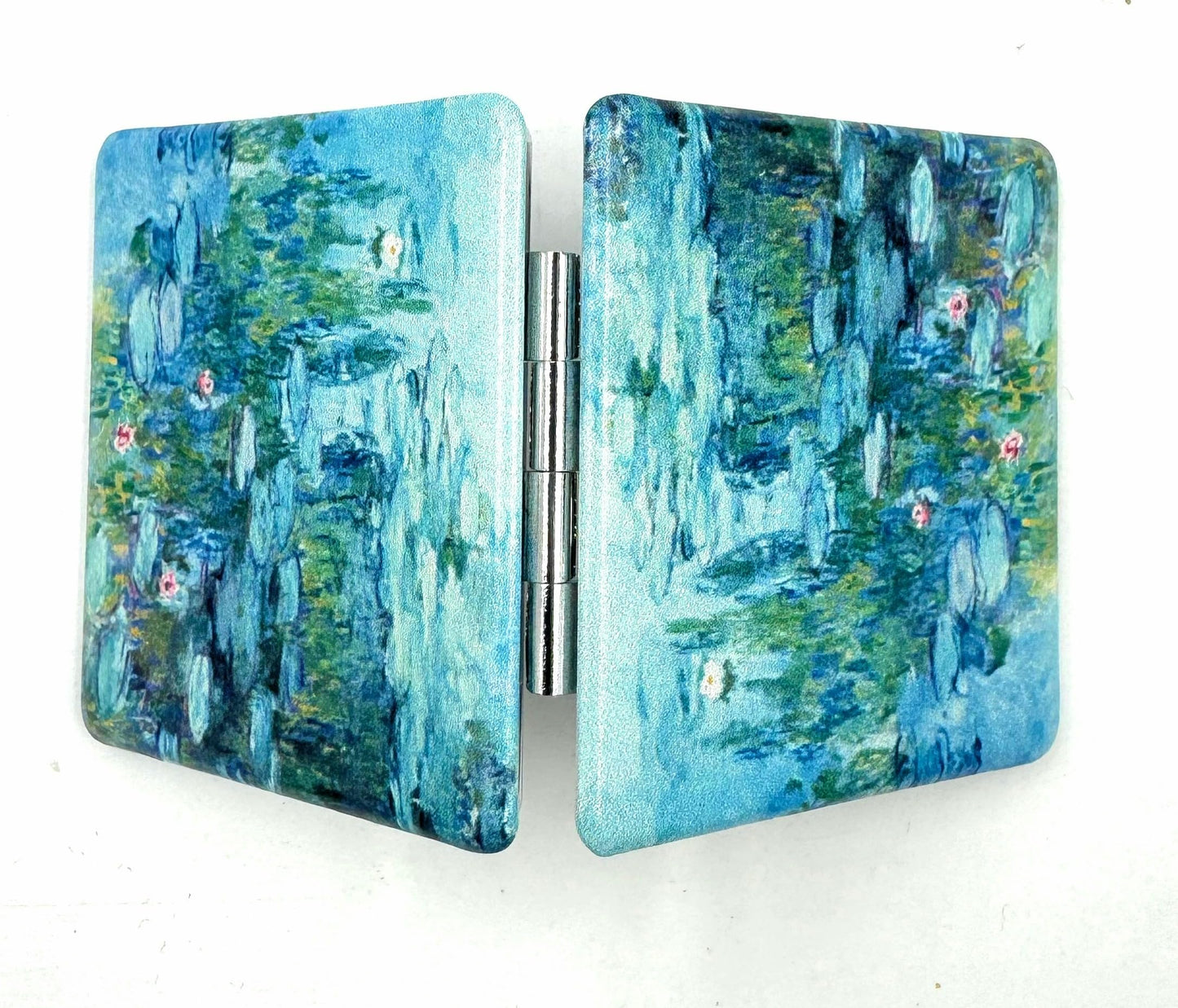 Aeisage Small Handbag Monet Compact Mirror - Folding Pu Leather, Unique Water Lilies Travel Mirror for Sister