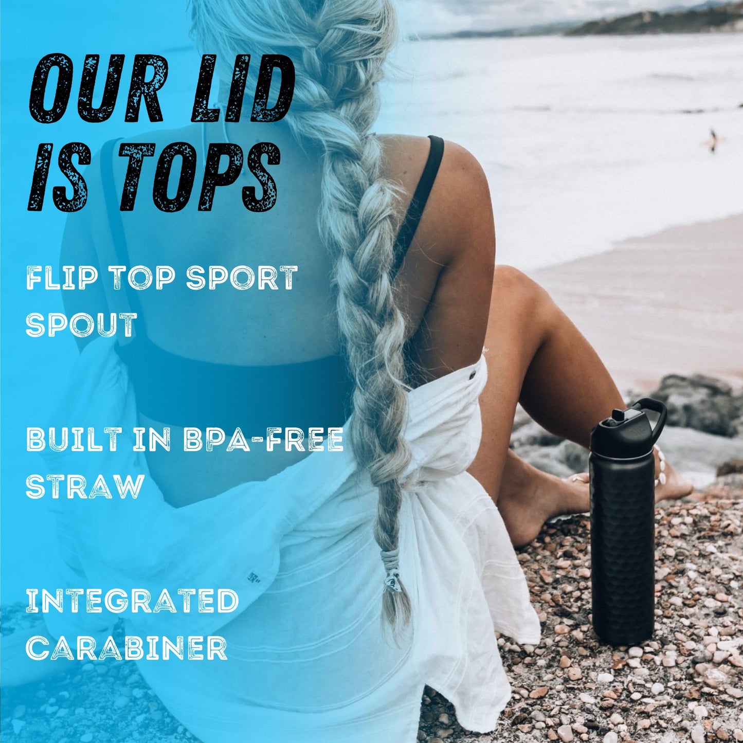 Seriously Ice Cold SIC 27oz Insulated Water Bottle Thermos, Premium Triple Layer Vacuum Stainless Steel, BPA Free Wide Mouth Lid with Carabiner Clip