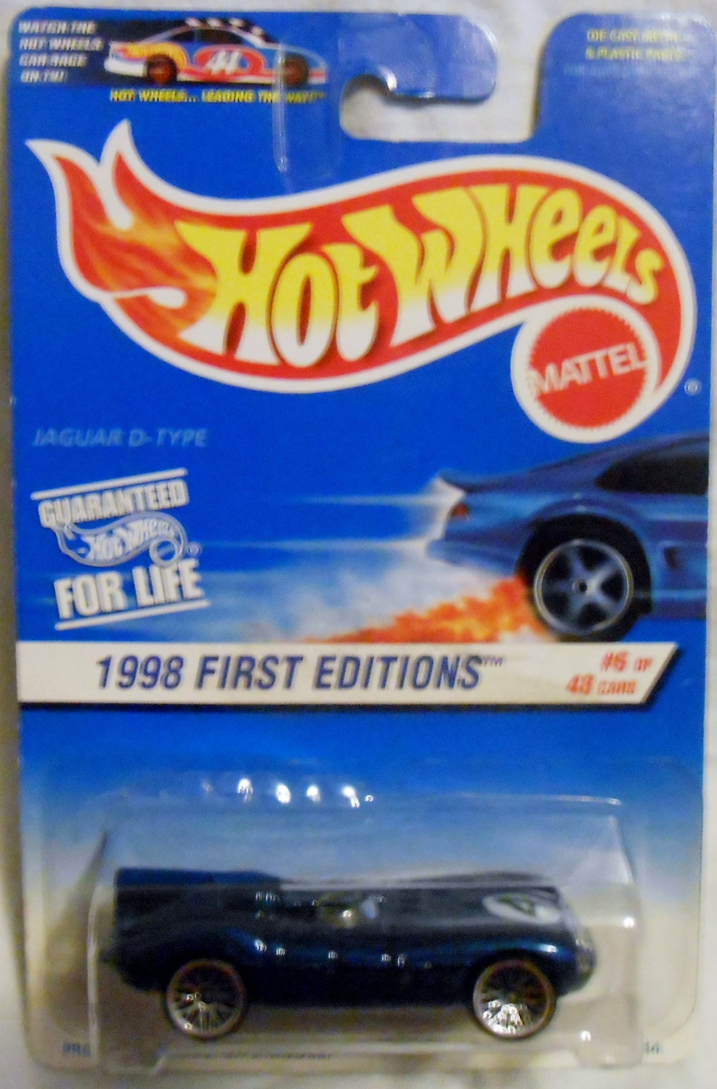 Hot Wheels 1998-638 First Edition BLUE CARD 6 of 48 Jaguar D-type 30 Years 1:64 Scale 1:64 Scale