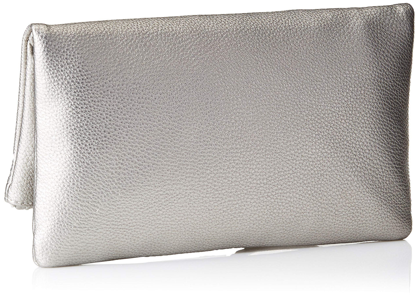 The Drop Women's Southampton Zipper Foldover Clutch, Metallic Silver, One Size
