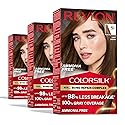Revlon ColorSilk with Bond Repair Complex, Brown Permanent Hair Color, 100% Gray Coverage, Ammonia Free Hair Dye, Vegan Keratin, 51 Light Brown (Pack