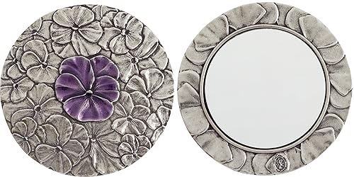 DANFORTH - Pewter Pansy Purse Mirror - Handmade Hand-Held Mirror for Women - Purple Flower Gift Accessories - Made in USA (3 inches)