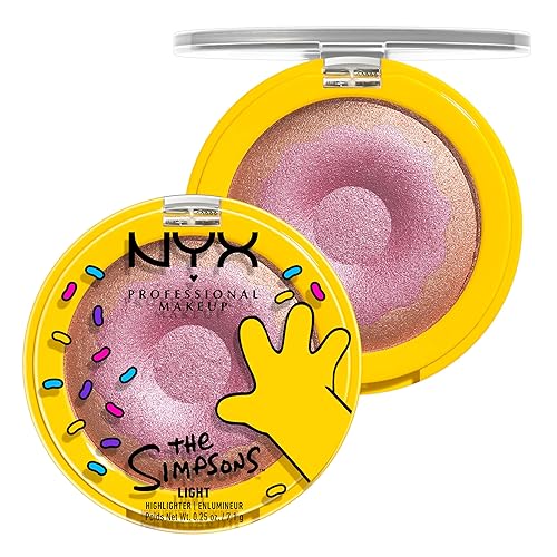 NYX PROFESSIONAL MAKEUP Homer Simpson Donut Highlighter Makeup, Frosted & Buttery Shimmer Powder Formula, The Simpsons Collaboration, Vegan