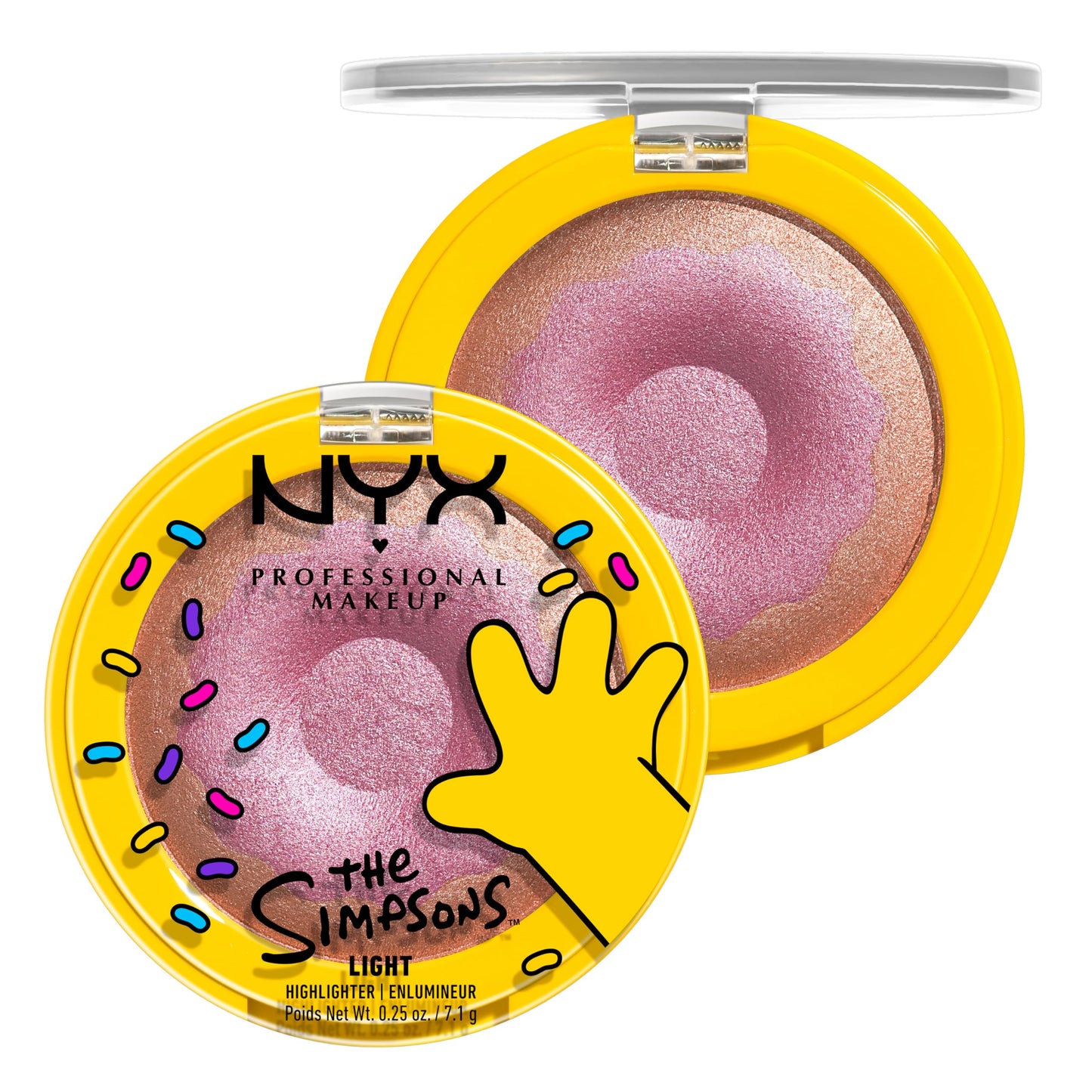 NYX PROFESSIONAL MAKEUP Homer Simpson Donut Highlighter Makeup, Frosted & Buttery Shimmer Powder Formula, The Simpsons Collaboration, Vegan