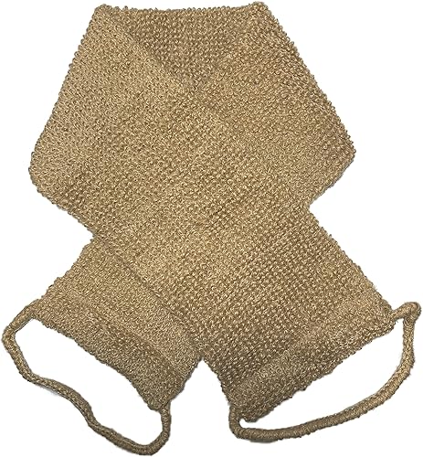 Large Natural Exfoliating Hemp Back Scrubber for Shower for Men and Women - Deep Clean & Invigorate Your Skin - Machine Wash and Dry - Double Sided