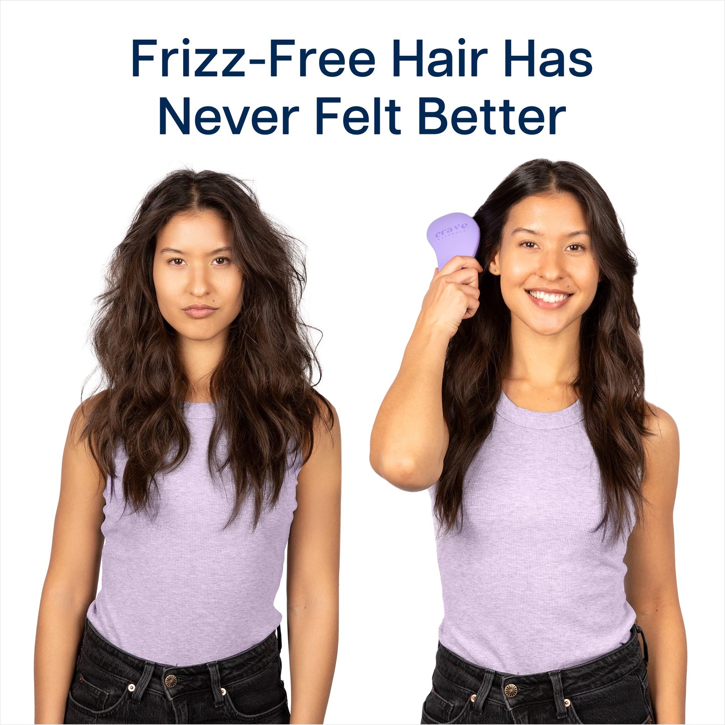 Crave Naturals Glide Thru Hair Brush – Detangler for Wet/Dry, Curly or Straight Hair – Gentle for Adults & Kids – Purple, 7.5x3"