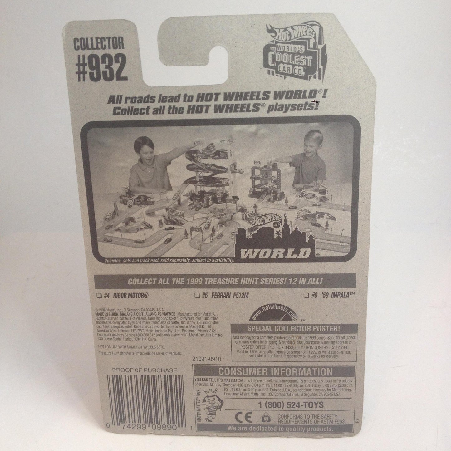 Hot Wheels - Mattel Wheels - Limited Edition Treasure Hunt Series (1999) - Rigor Motor (Lime Green) - #4 of 12 - Collector #932