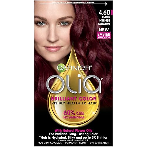 Garnier Olia Ammonia-Free Brilliant Color Oil-Rich Permanent Hair Color, 4.60 Dark Intense Auburn (Pack of 1) Red Hair Dye