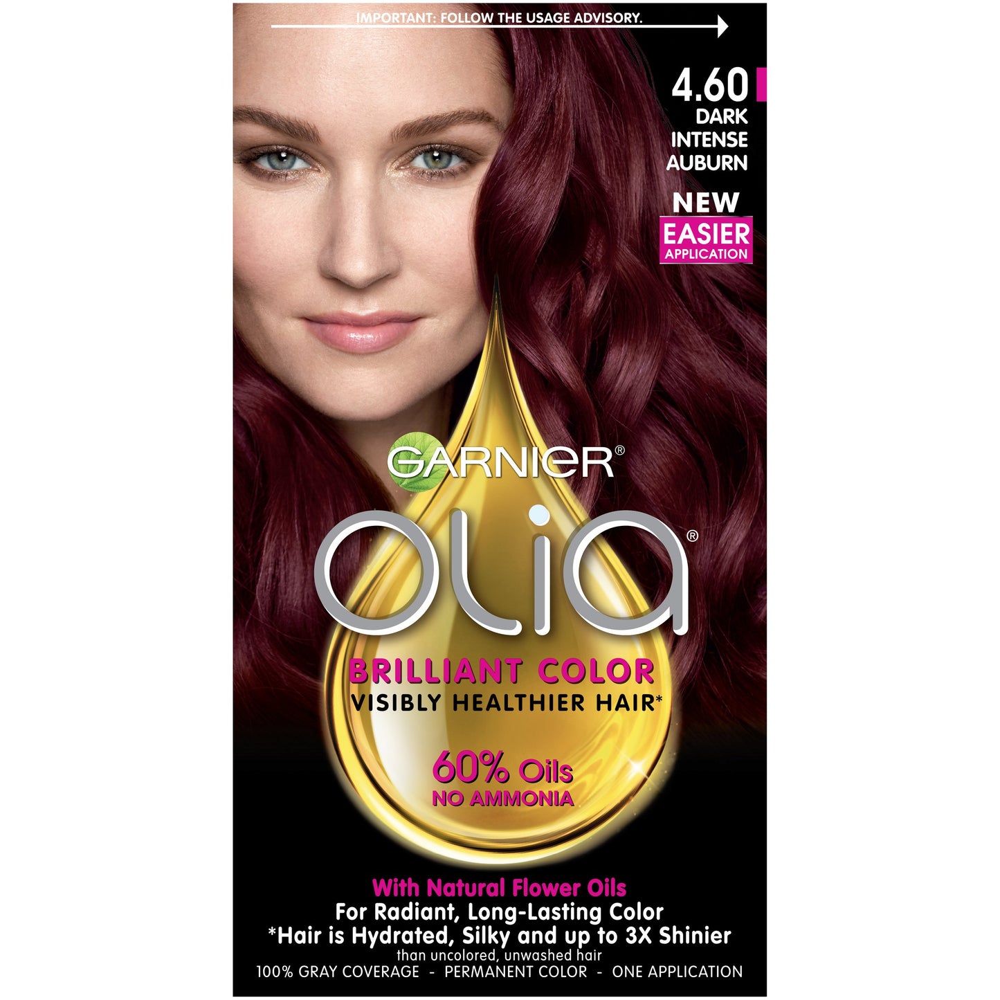 Garnier Olia Ammonia-Free Brilliant Color Oil-Rich Permanent Hair Color, 4.60 Dark Intense Auburn (Pack of 1) Red Hair Dye