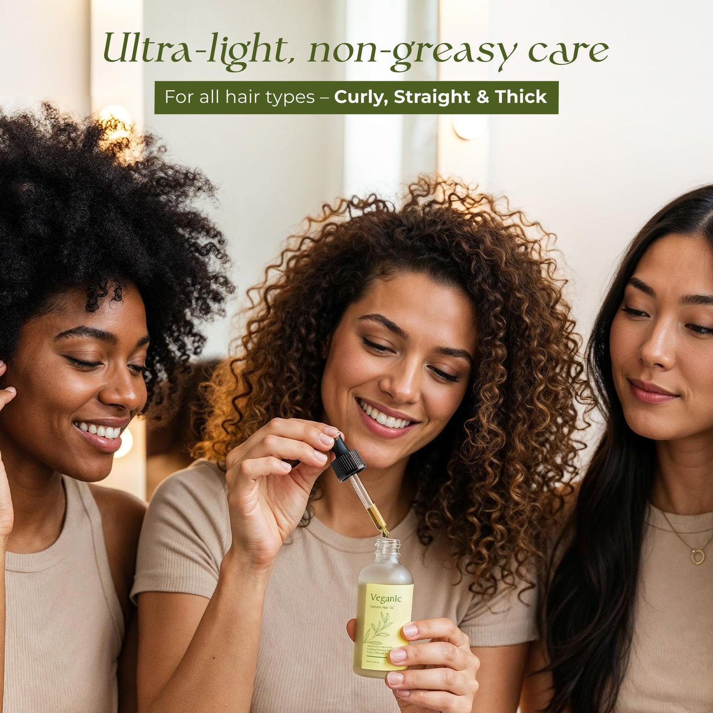 Veganic Natural Hair Growth Oil for Women infused with 10 Premium Botanic Oils plus Organic Rosemary Oil for Hair Growth | Salon-Grade Volumizing