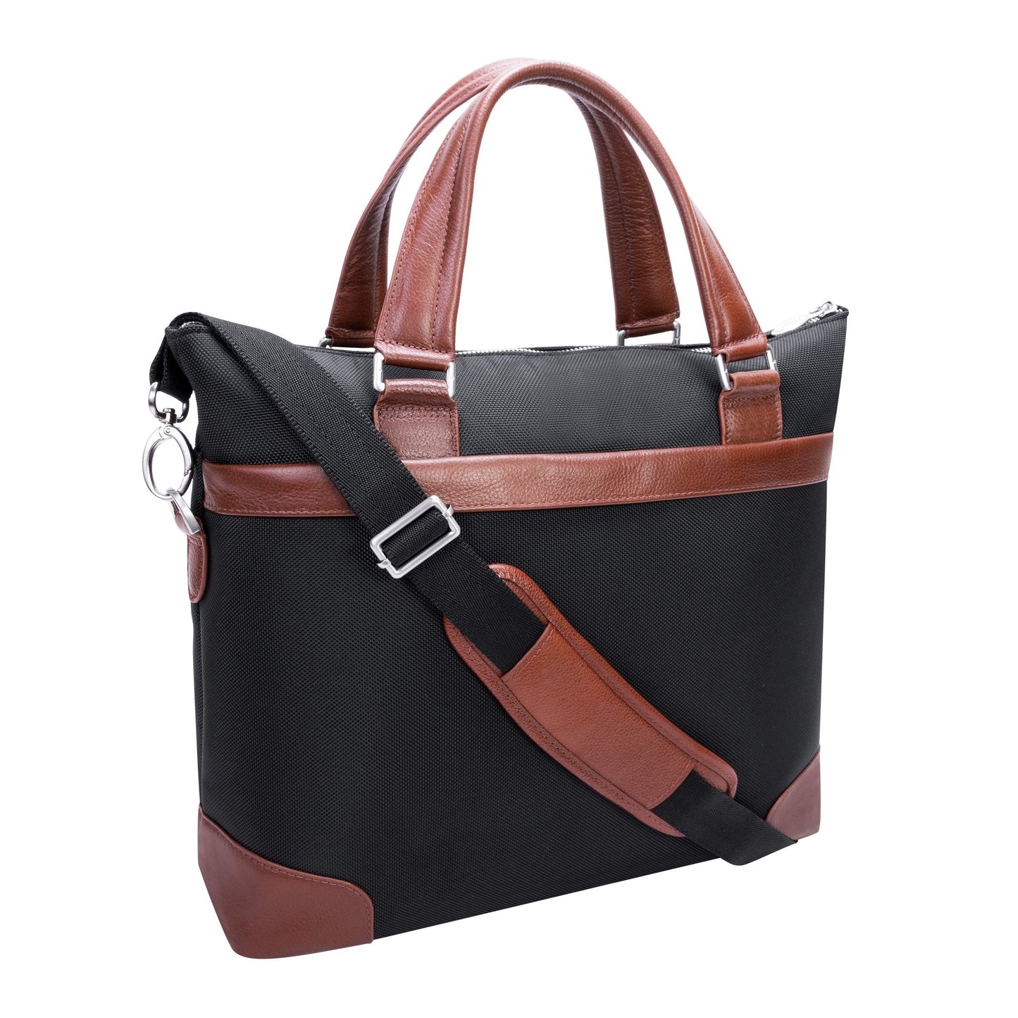 McKleinUSA EASTWARD, 1680D Ballistic Nylon with Leather Trim, 15" Nylon, Two-Tone, Laptop & Tablet Briefcase, Black (78395)