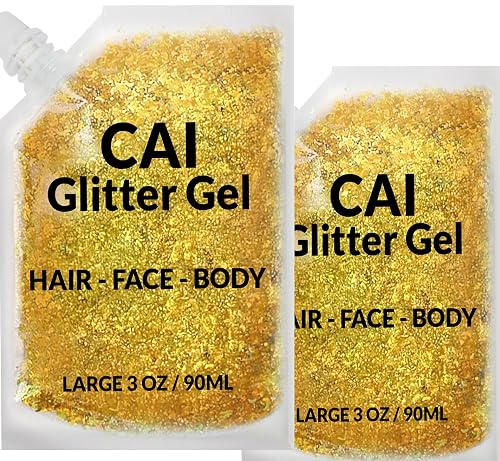 Face, Body & Hair Glitter Gel - Halloween Glitter for Kids and Women - 3 Oz Cosmetic-Grade Gel w/Moon & Stars for Festivals & Halloween Party, Easy