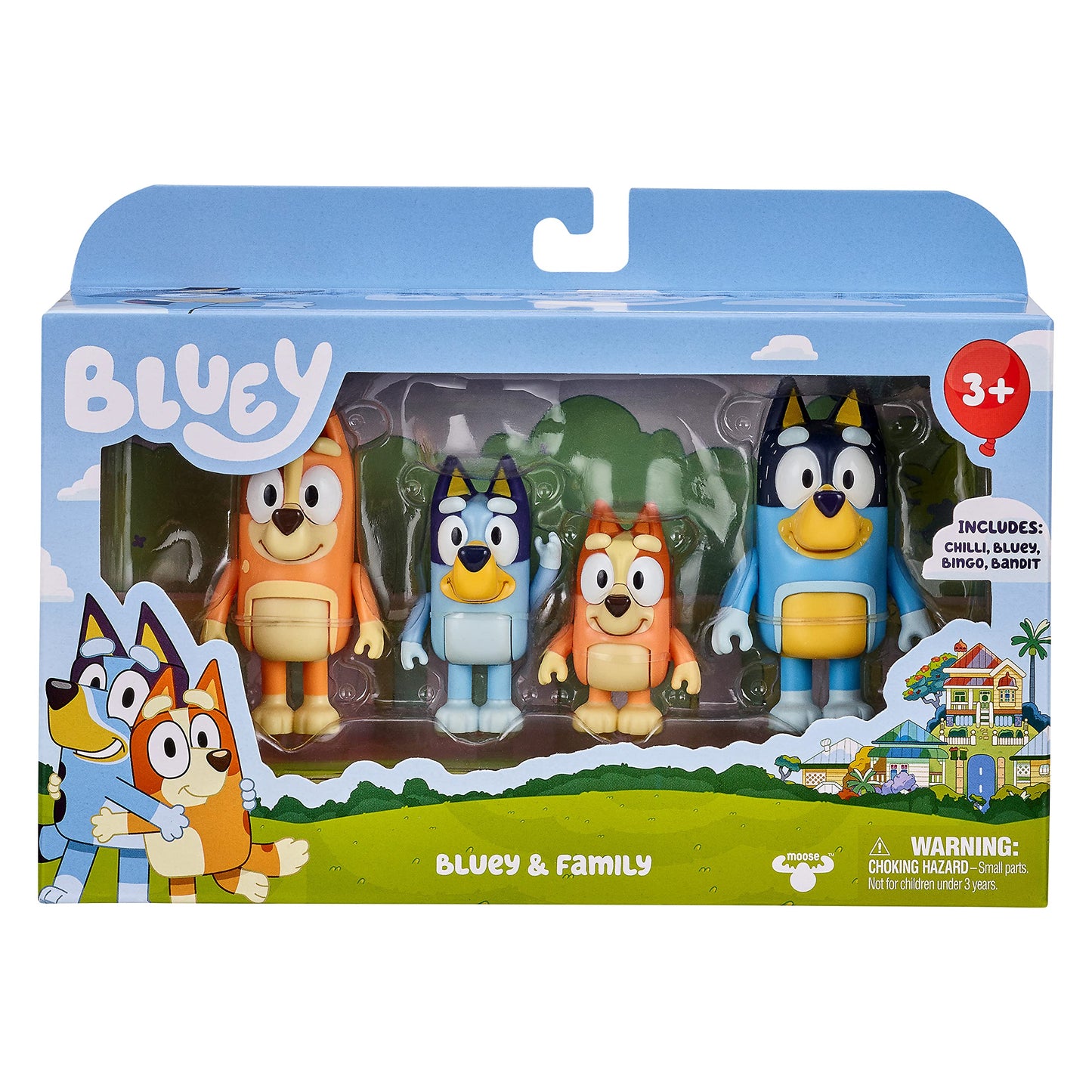 Bluey Family 4-Pack Figures – Bluey, Bingo, Mum & Dad, Poseable Collectible Toys for Kids, Cake Toppers, Gift for Toddlers Ages 3+