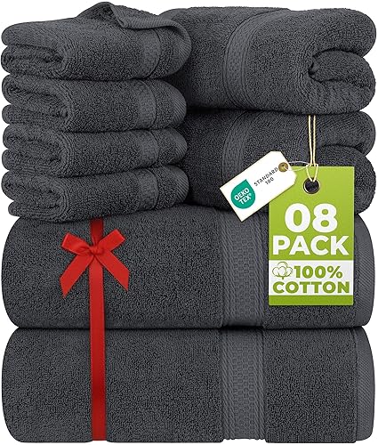Utopia Towels 8 Piece Luxury Towel Set - Majestic Plush, Super Absorbent & Quicker-to-Dry, Thick 100% Ring Spun Cotton Towels for Bathroom, Spa…