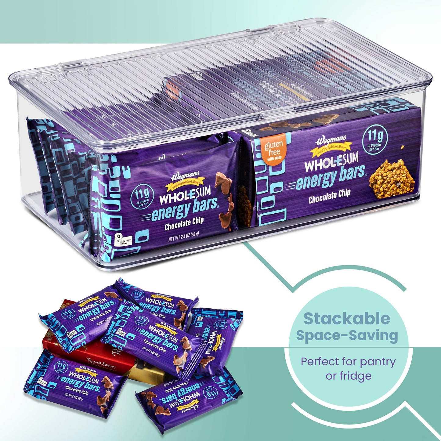 Pantry Storage Bins for with Hinged Lids