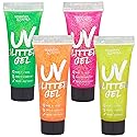 UV Glitter Body Paint Gel - 4 Colors Cosmetic Set for Girls, Women, Adults - 10 ml Tubes with Glowing Effect - Perfect for Dress Up, Festival, Costume
