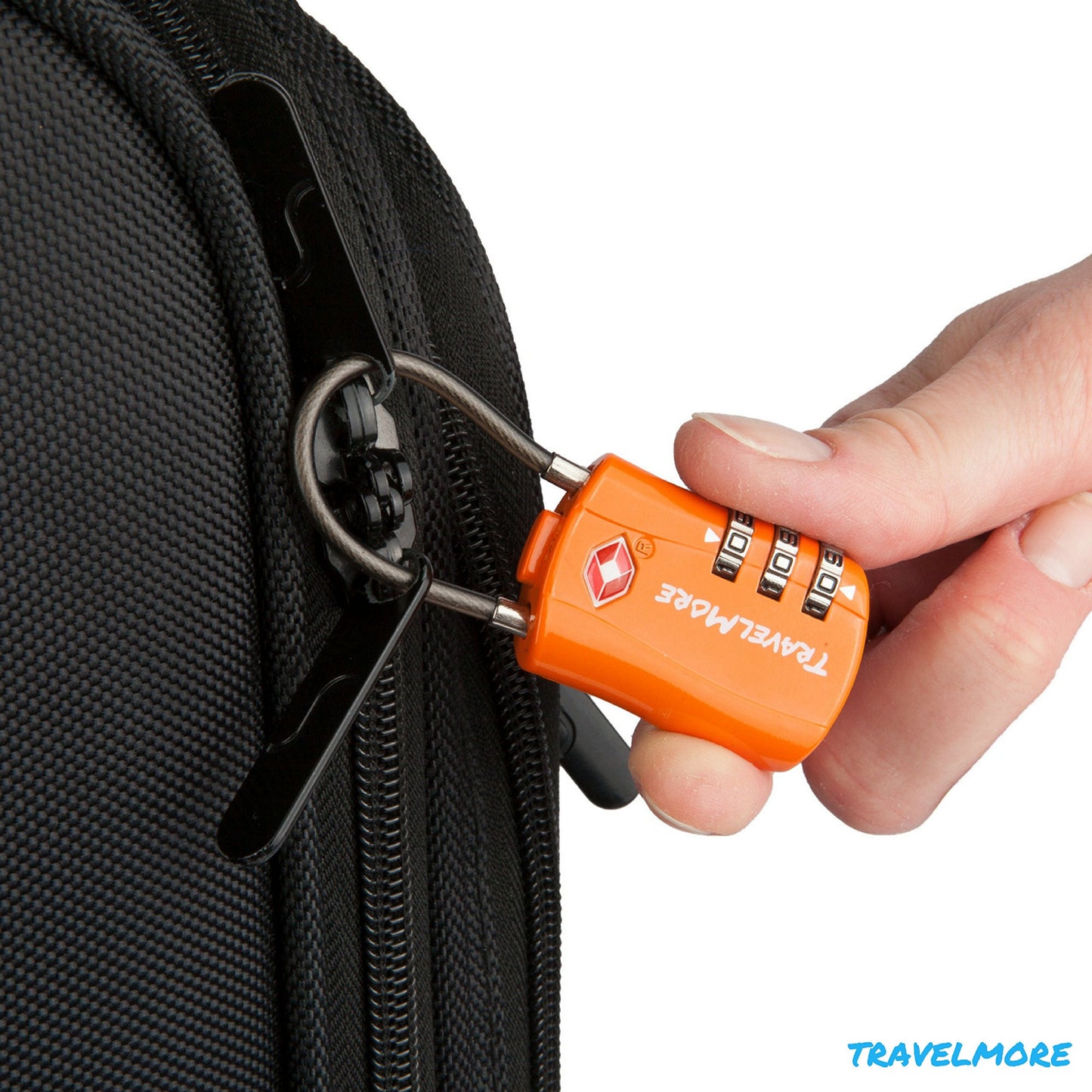 TSA Approved Travel Cable Luggage Lock – 1 Pack Orange Combination Padlock for Suitcases & Backpacks