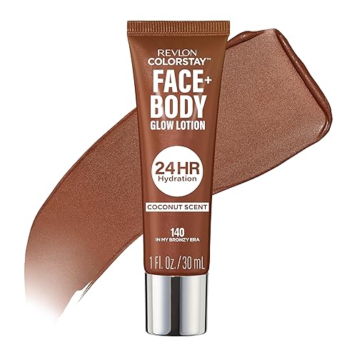REVLON ColorStay Face & Body Glow Lotion, Hydrating Glow Moisturizer, 24HR Hydration, Illuminating Luminizing Shimmer, 140 In My Bronze Era