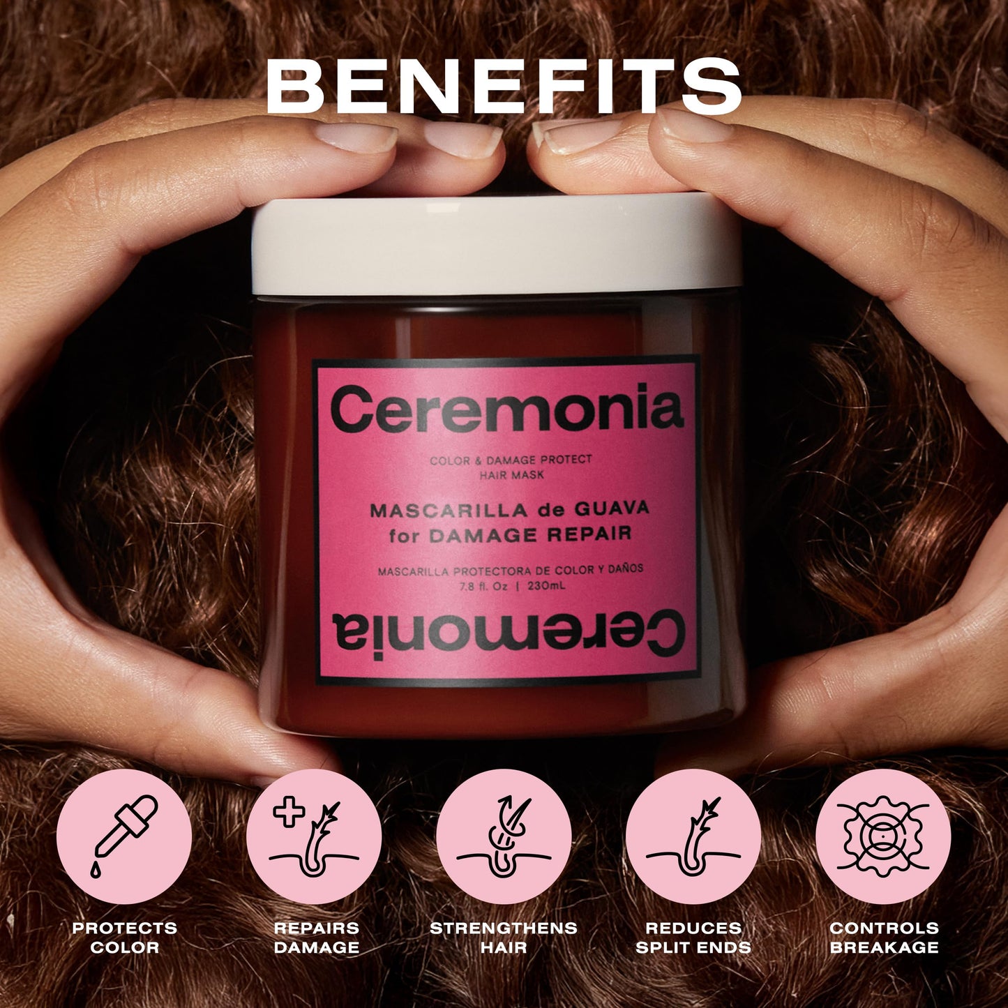 Ceremonia Guava Hair Mask Color Protection and Damage Repair with Agave, 7.8 Fl Oz | 230 mL