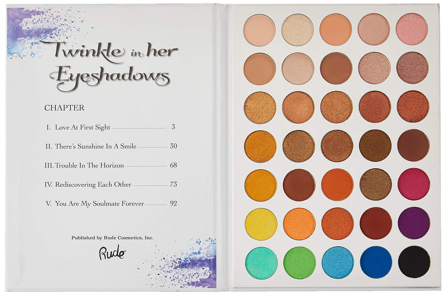Rude Cosmetics Twinkle In Her 35 Eyeshadows Palette - Book 1 for Women - 1.34 oz Eye Shadow