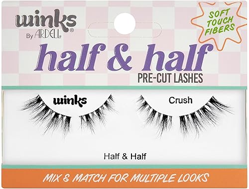 Ardell Winks Half & Half Eyelashes Pre-Cut Lashes Winks & Crush - Mix & Match Wispy Cat Eye Lashes Strips, Natural Look False Eyelashes, 1 Pack