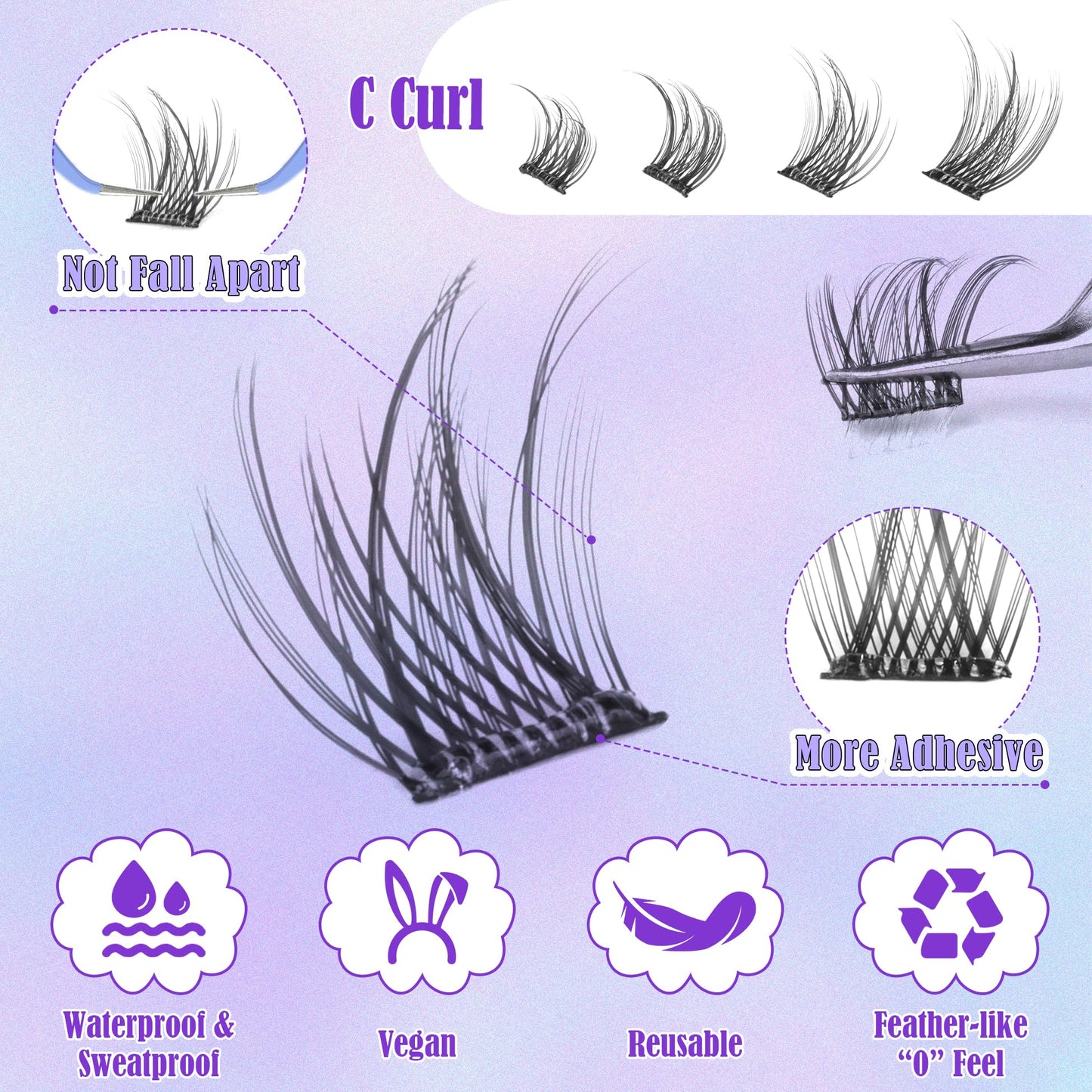 ALICE Natural Fluffy Lash Clusters DIY Eyelash Extensions Mix 12-14mm Individual Lashes Wispy Volume Lash Extensions Handmade Eyelash Clusters 96 Pcs Beauty and Personal Care ALICE