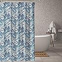 Home Decor Paisley Fabric Shower Curtain: Marine Navy Blue Taupe Beige White