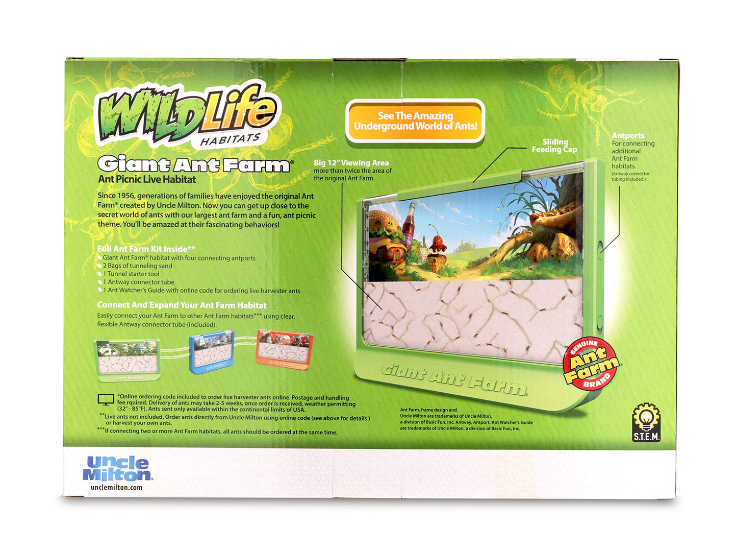 Uncle Milton Giant Ant Farm – Large Viewing Habitat to Care for Live Ants, Nature Learning & Science DIY Toy Kit, Educational Gift for Boys & Girls