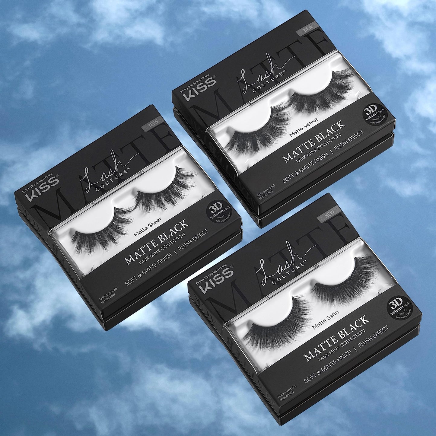 KISS Lash Couture 3D Matte False Eyelashes, 'Matte Satin', 16 mm, Includes 1 Pair Of Lash, Contact Lens Friendly, Easy to Apply, Reusable Strip Lashes
