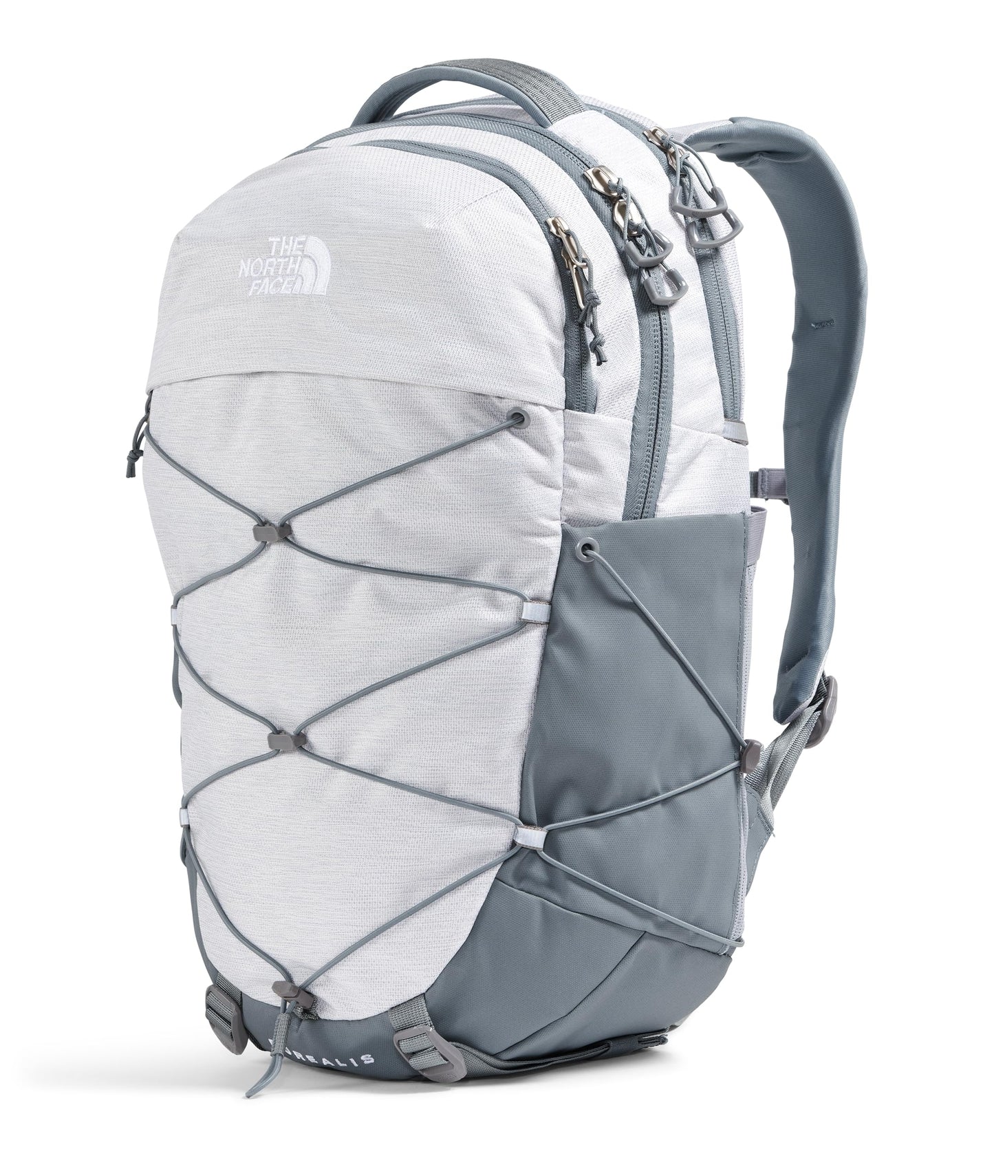 The North Face Women's Borealis Commuter Laptop Backpack - Everyday Travel Bag, 16" Laptop Sleeve, Reflective Details, TNF White Metallic Mélange/Mid Grey-NPF, One Size