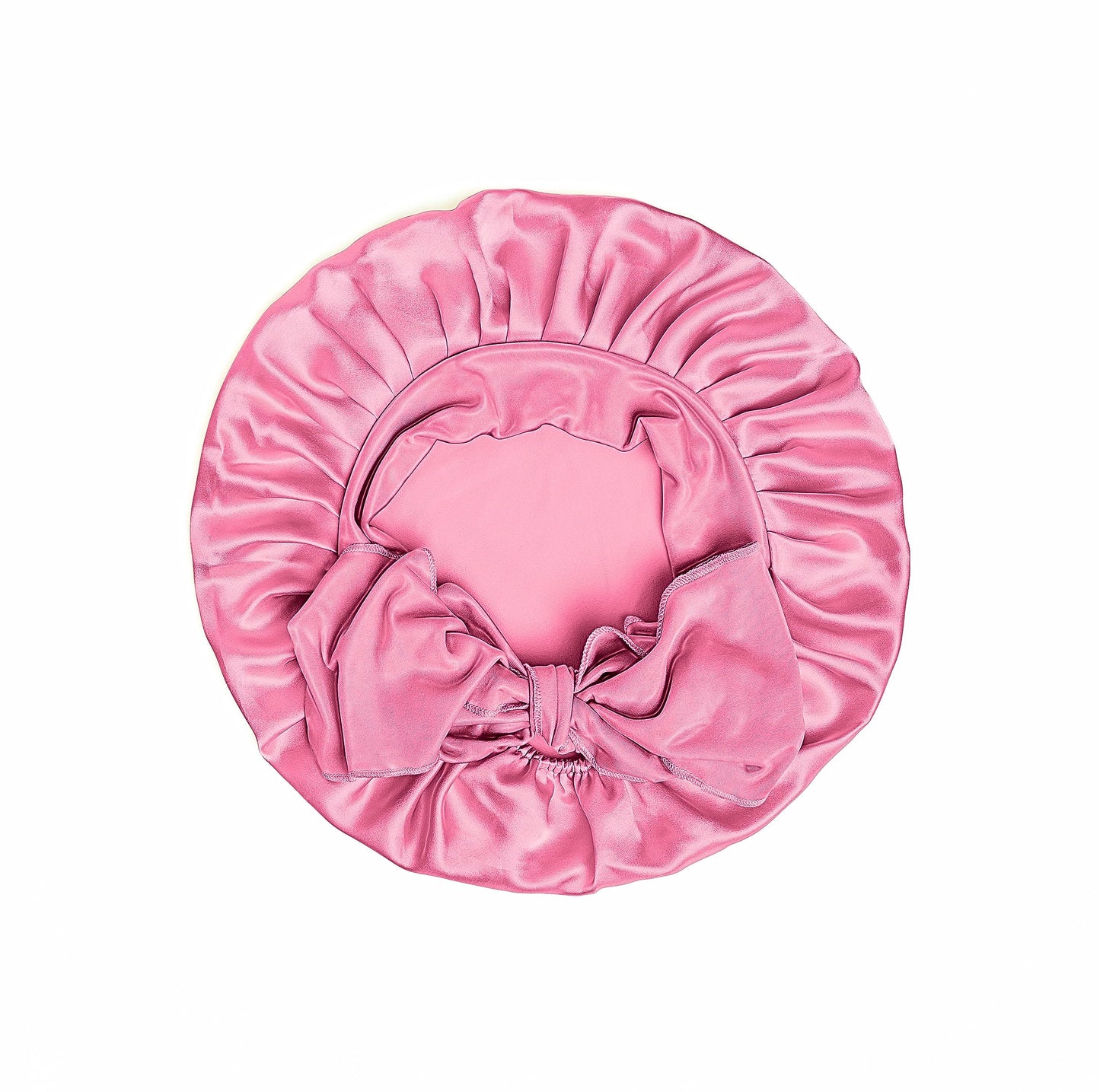 Silky & Sassy Large Satin Bonnet With Laundry Bag - Double Layer Silk Sleep Cap for Women, Curly Hair - Adjustable Tie Band - Pink