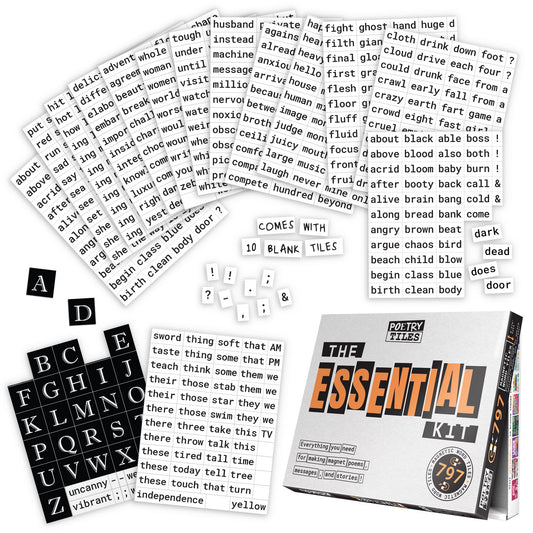 Essential Word Magnet Kit – 797 Magnetic Words for Fun Fridge Poetry, Creative Word Play, Self-Expression & Compatible with Other Kits