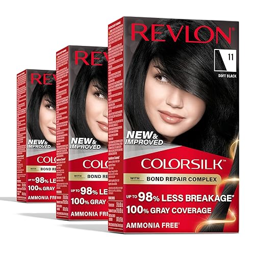 Revlon ColorSilk with Bond Repair Complex, Black Permanent Hair Color, 100% Gray Coverage, Ammonia Free Hair Dye, Vegan Keratin, 11 Soft Black (Pack