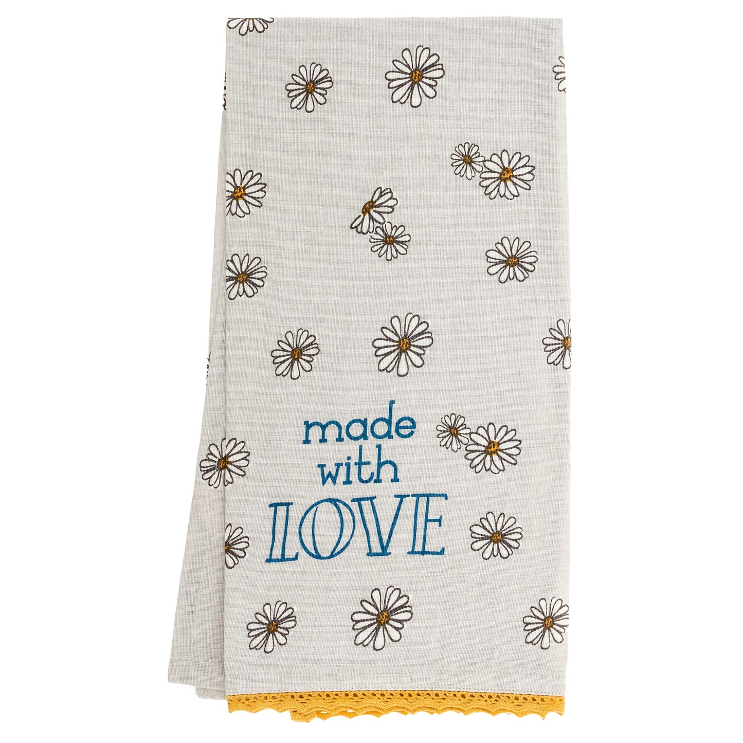 Karma Daisy Tea Towel - 100% Cotton Hand Towels for The Kitchen - Modern Home Decor - White 28.00" x 20.00"