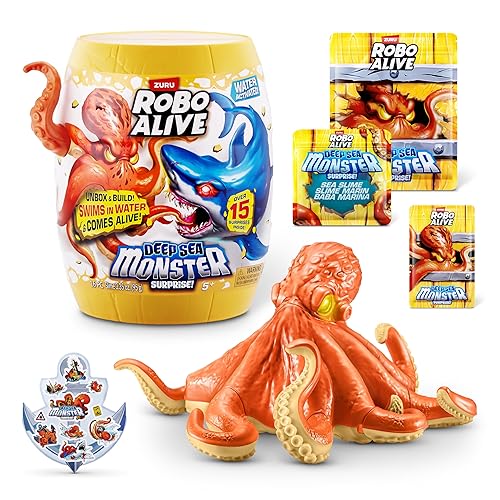 Robo Alive Deep Sea Monster Surprise (Octopus) by ZURU, Surprise Unboxing and Electronic Animal Toy for Boys
