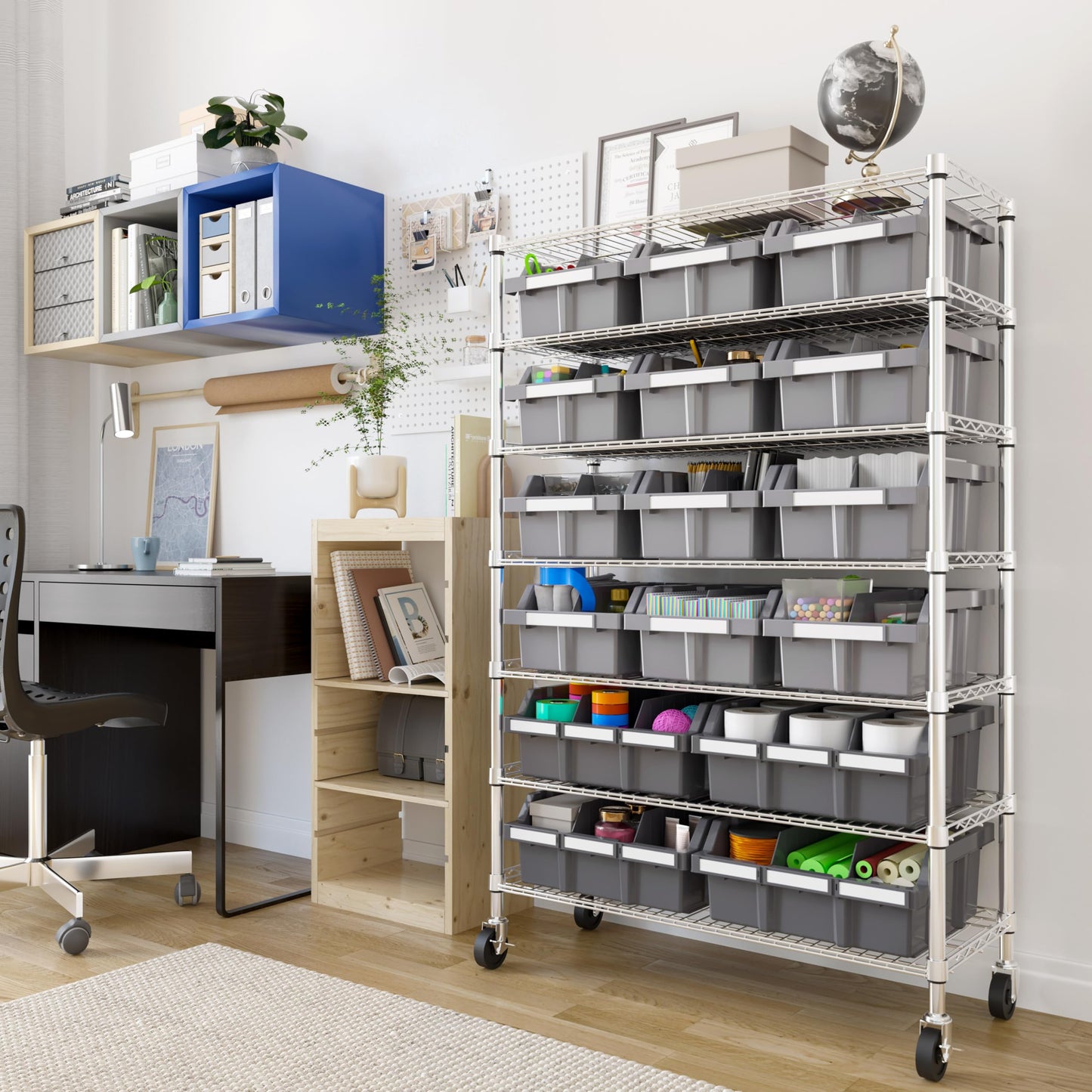 Seville Classics Heavy Duty NSF Bin Rack Solid Steel Wire Shelving Storage Unit, Patented Organizer for Garage, Warehouse, Office, Restaurant…