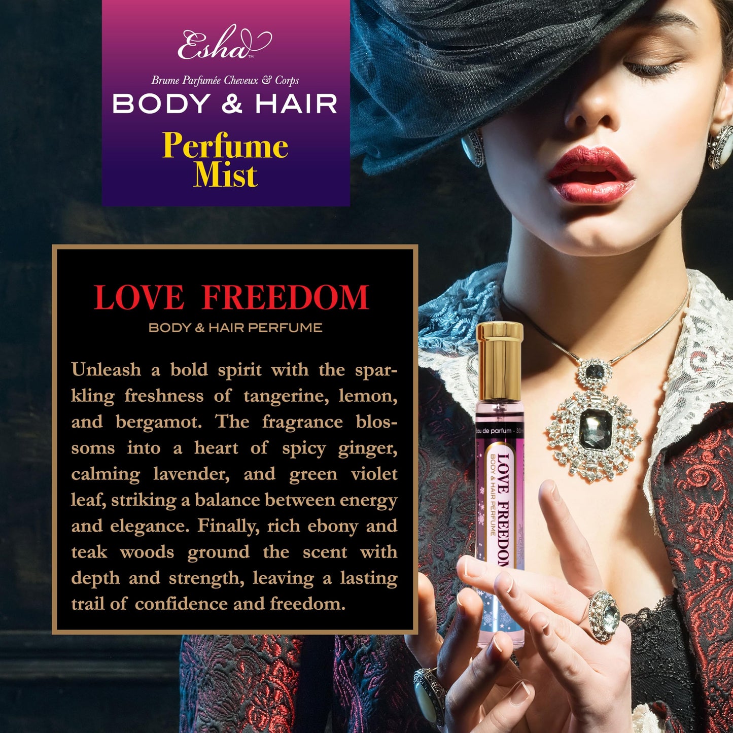Esha Body & Hair Perfume Mist - Eau de Parfum for Women - Infused with Betaine - (LOVE FREEDOM) Beauty & Personal Care Esha