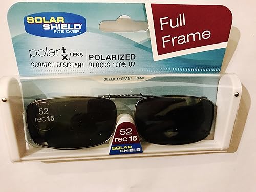 POLAR EYES / Solar Shield Clip-on Polarized Sunglasses Size 52 rec 15 Black Full Frame New