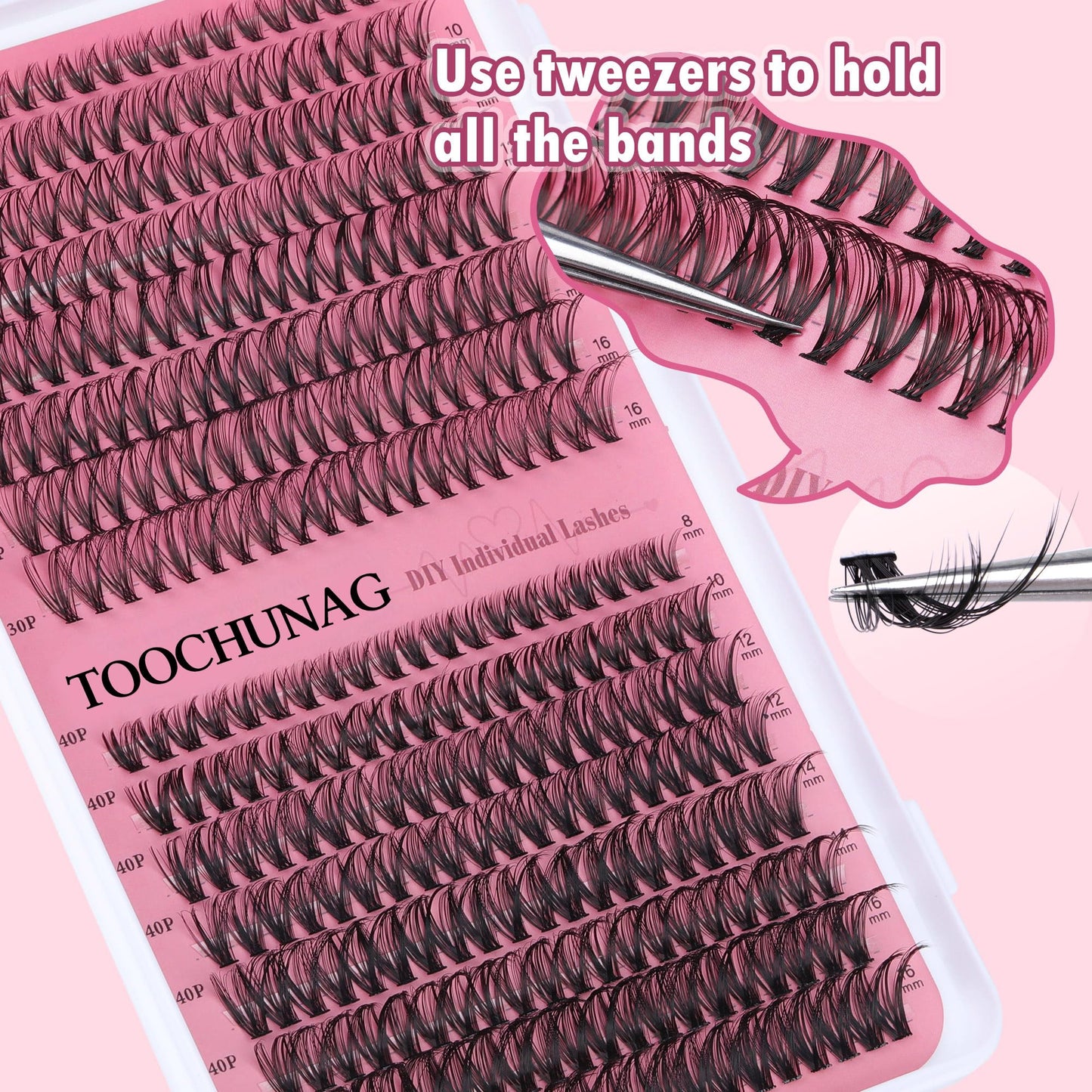Lash Clusters 30D+40D Individual Lashes 320pcs Natural Cluster Eyelash Extensions 8-16MIX DIY Lash Extension D Curly Wispy False Eyelashes Clusters by Beauty and Personal Care TOOCHUNAG
