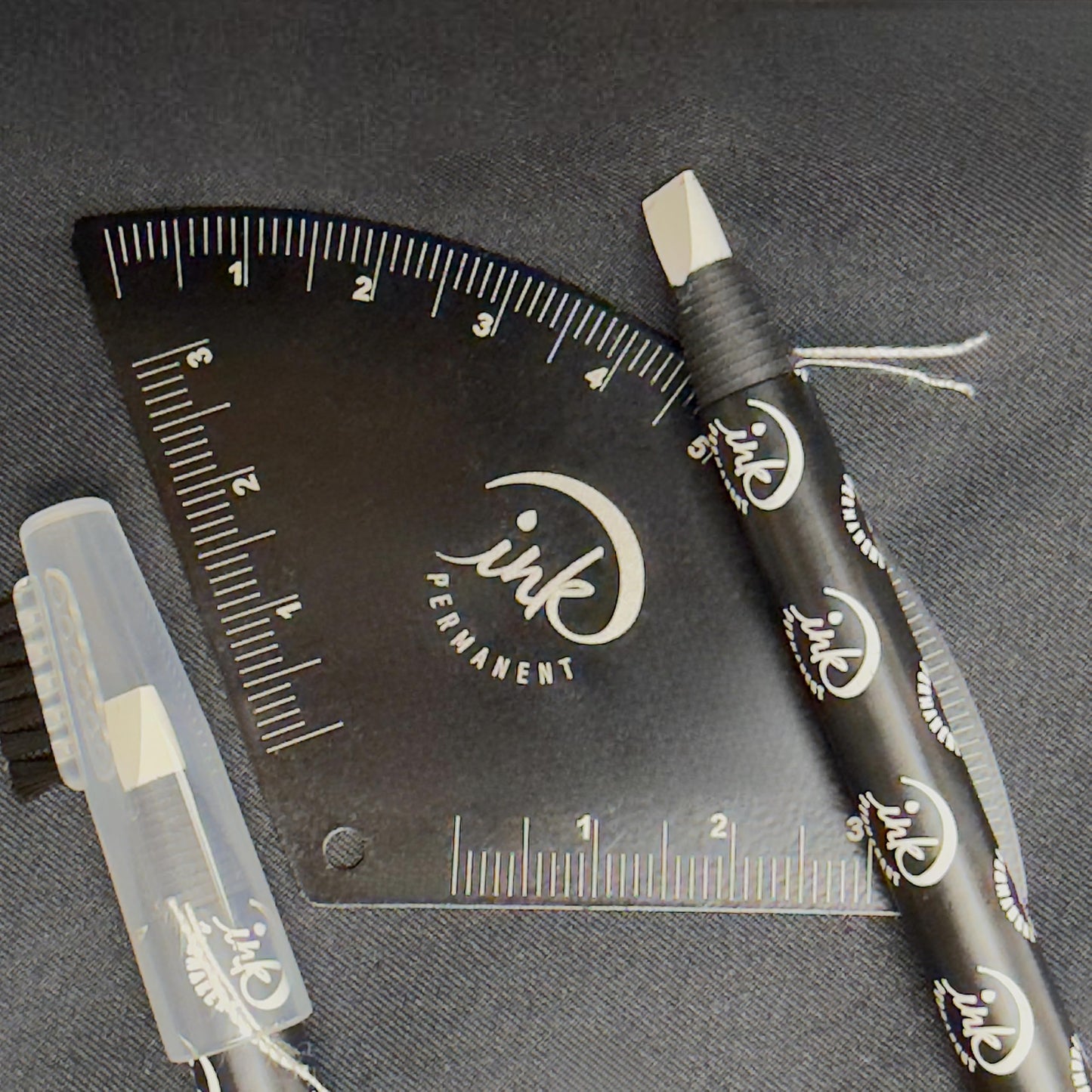 Ink Permanent Brow Mapping Kit with Eyebrow Ruler and 2 White Peeling Pencils - Aluminum Alloy Fan-Shaped Eyebrow Design Tool for Microblading, PMU…