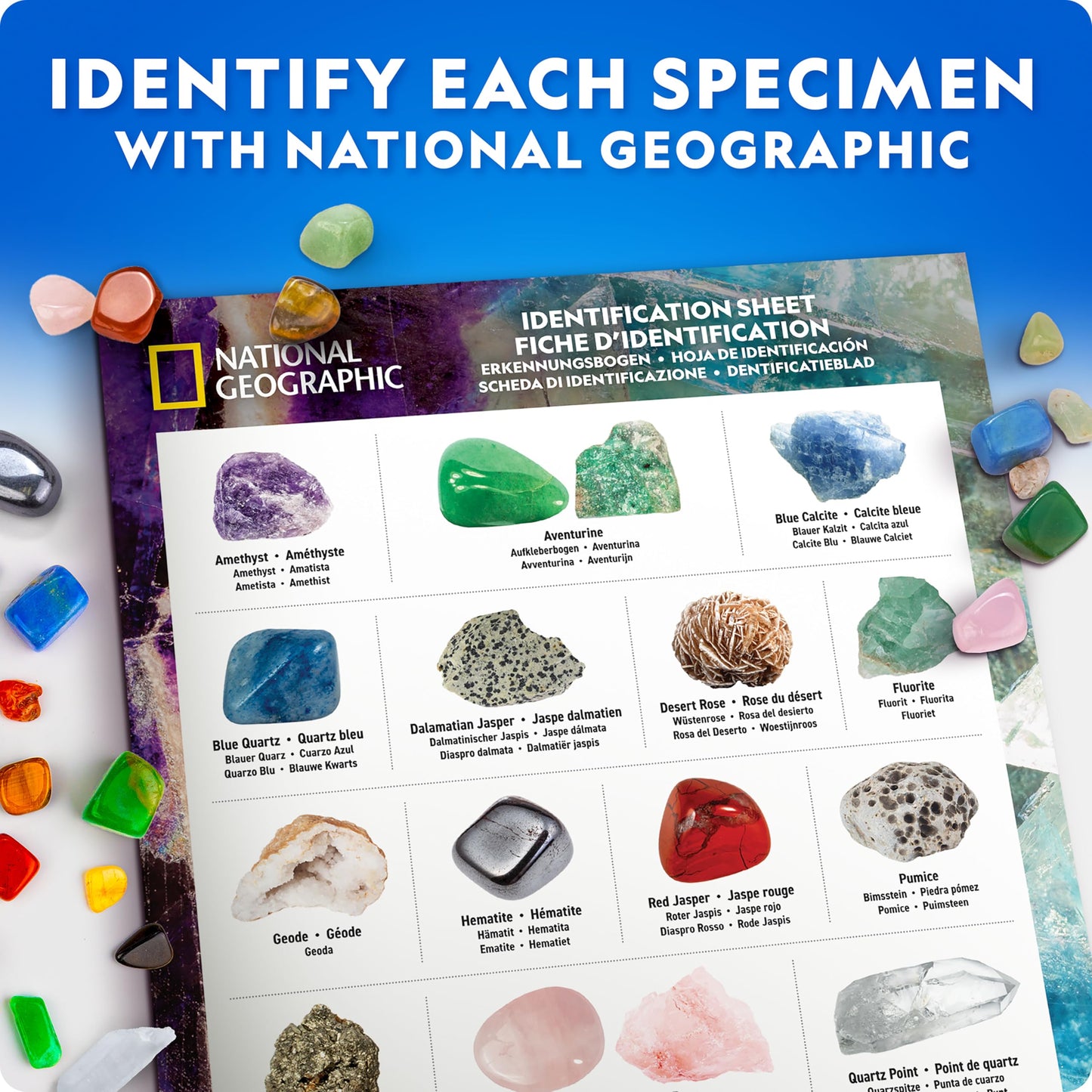 National Geographic Rock Collection Box – 300+ Gemstones, Crystals & Geodes, Rocks & Minerals Science Kit for Kids, Geology Gift for Boys & Girls
