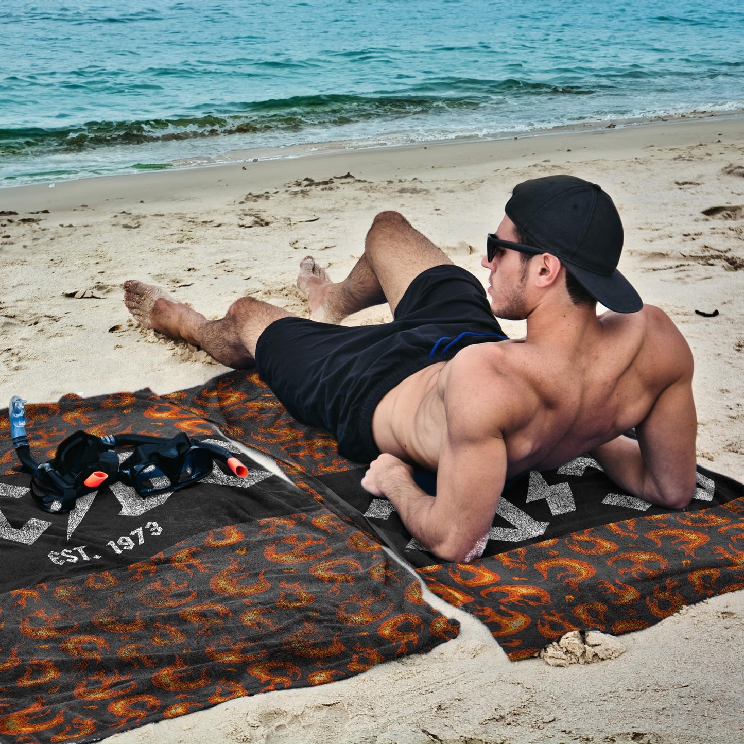 Northwest AC/DC Est. 1973 Beach Towel, Quick-Dry, Soft & Absorbent Lightweight Travel Essentials for Pool or Bath, 40 x 72 inches