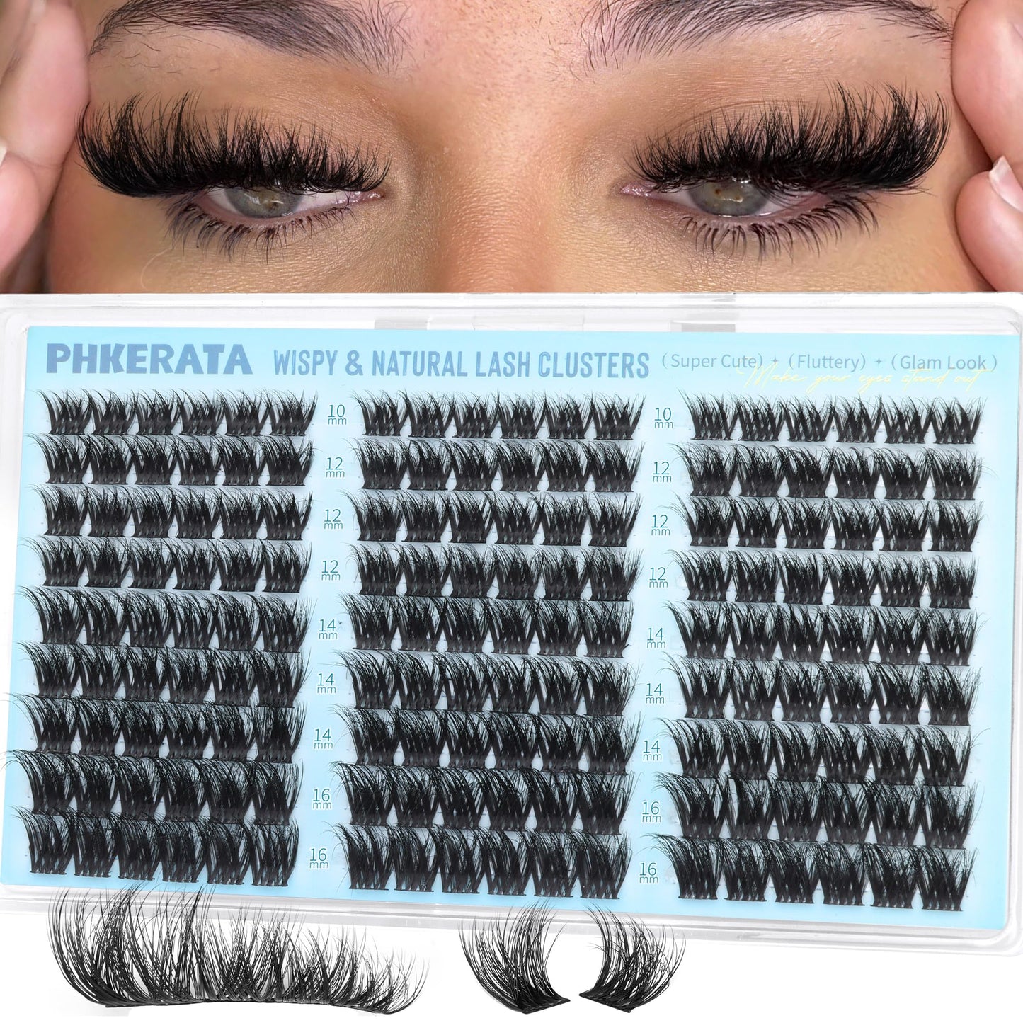 PHKERATA Fluffy Lash Clusters Wispy Eyelash Clusters Natural C Curl Cluster Eyelash Extensions Volume Individual Lashes DIY Eyelash Extension Beauty and Personal Care PHKERATA Default Title
