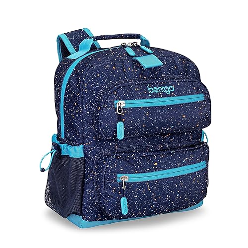 Bentgo Kids Confetti Backpack - Lightweight 14” Backpack for School, Travel & Daycare, Ideal for Ages 4+, Durable & Water-Resistant, Roomy Interior, & Loop for Lunch Bag (Confetti Edition-Abyss Blue)
