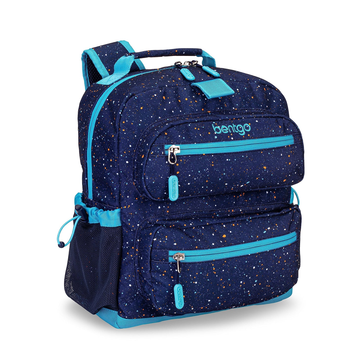 Bentgo Kids Confetti Backpack - Lightweight 14” Backpack for School, Travel & Daycare, Ideal for Ages 4+, Durable & Water-Resistant, Roomy Interior, & Loop for Lunch Bag (Confetti Edition-Abyss Blue)