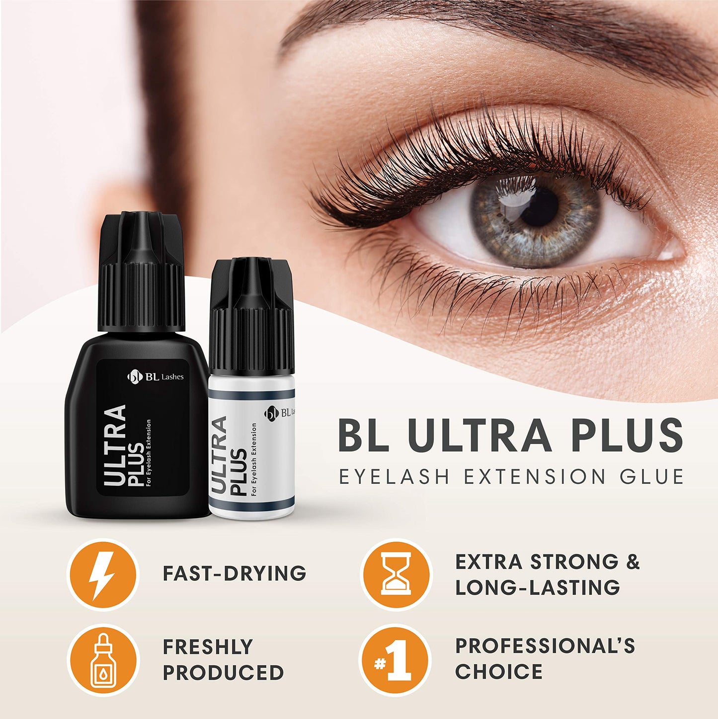 BL Lashes (Blink) Ultra Plus Extra Strong Eyelash Extension Glue | 2-3 Sec Drying | 7 Weeks Great Retention | Black Adhesive | Long Lasting |