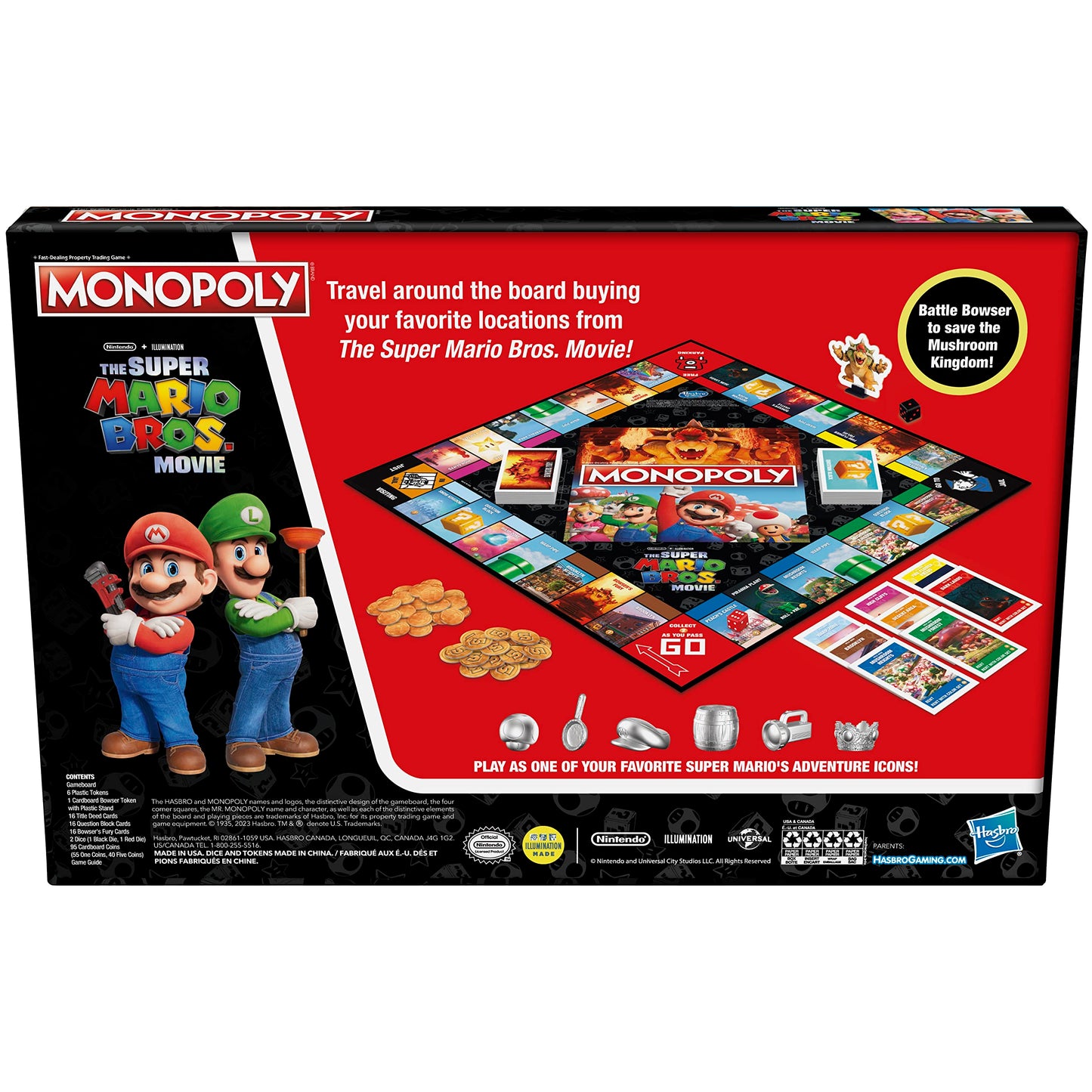 Monopoly The Super Mario Bros. Movie Edition Kids Board Game, Family Games for Super Mario Fans, Ages 8+ (Amazon Exclusive)