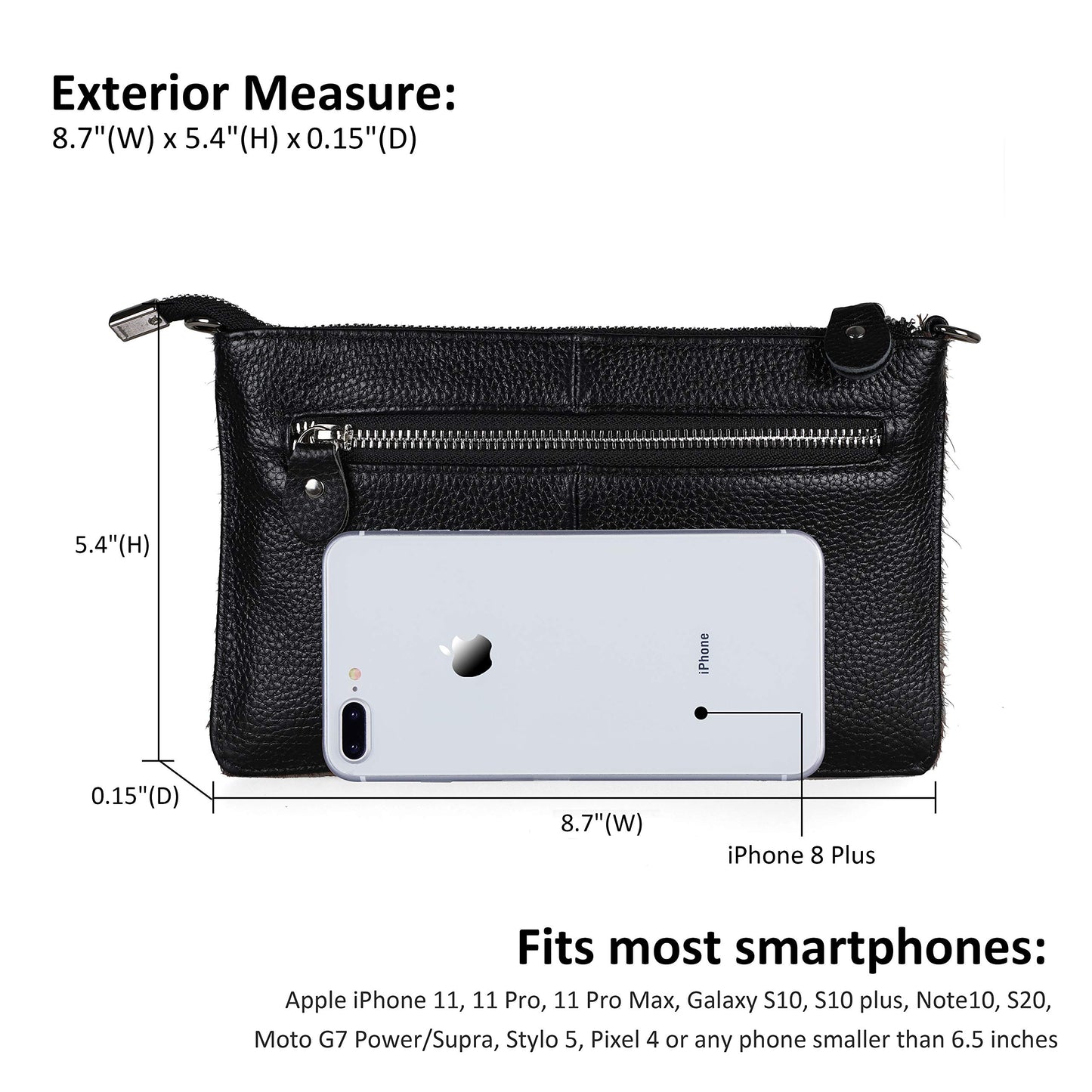 befen Women's Leather Wristlet Mini Crossbody Bag, Small Shoulder Bag Clutch Purse