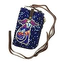 Laurel Burch Crossbody Cell Phone Purse - Women Cotton Canvas Multicolor Handbag with Genuine Leather Adjustable Strap (F. Pup & Butterflies)